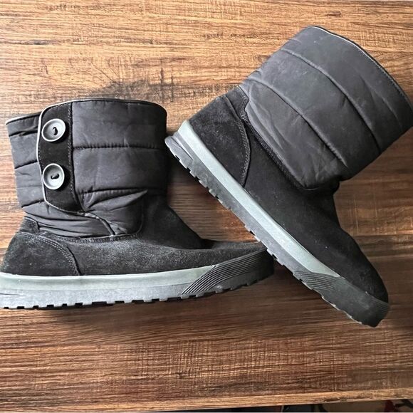 Lands' End Black Suede and Nylon Short Boots Style 394102 Size 8.5B - Picture 1 of 10